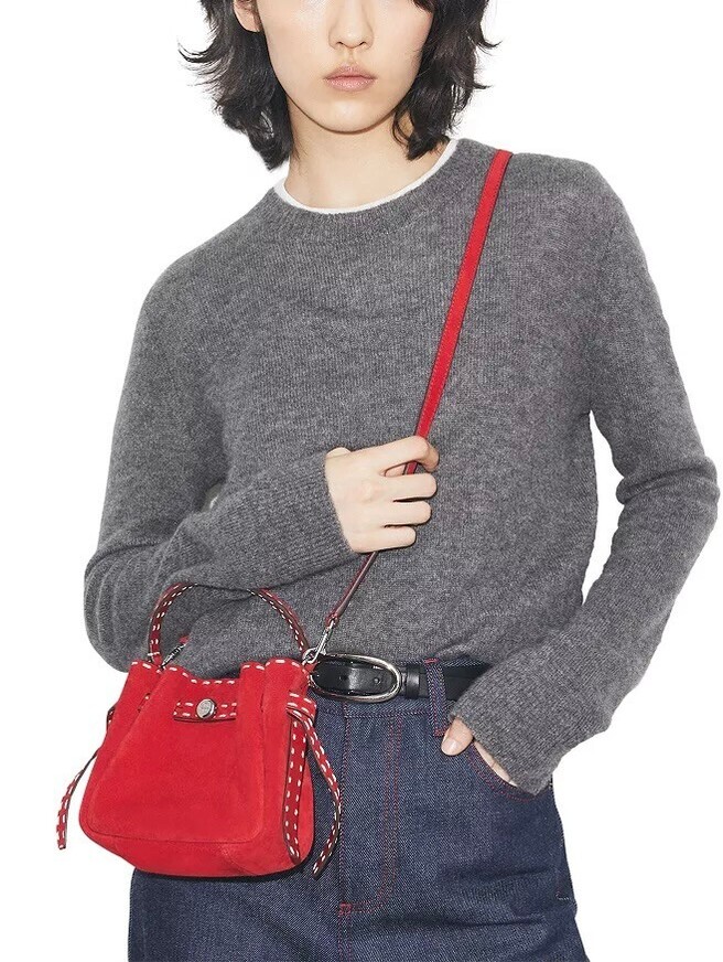 Tory Burch Mini Romy Suede Bucket Bag Nwt Toucan Red